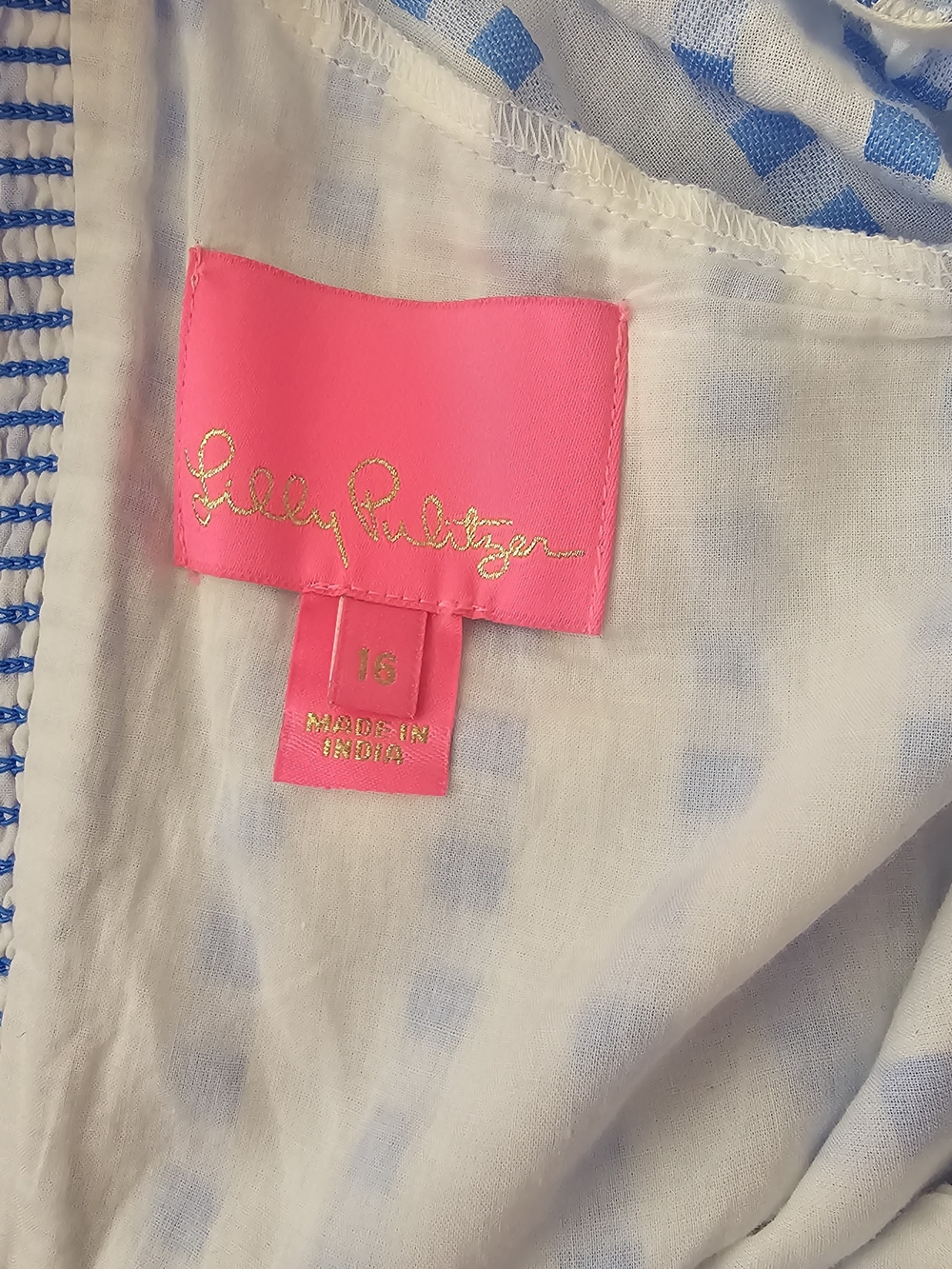 Lilly Pulitzer White & Blue V-Neck Tiered Midi Dress - Picture 4 of 5